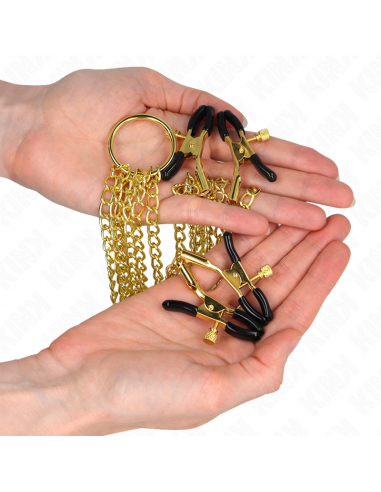 KINK - PINZAS PARA PEZONES Y CLÃTORIS 4 ENGANCHES AJUSTABLE DORADO
