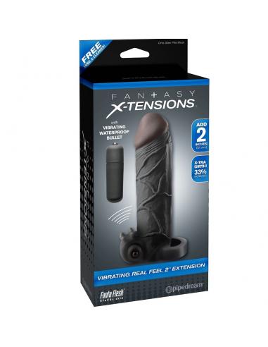 FANTASY X- TENSIONS - EXTENSION PARA EL PENE CON VIBRADOR REAL FEEL 2 NEGRO