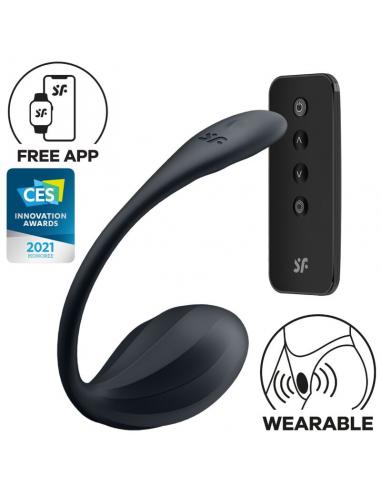 SATISFYER - RIBBED PETAL ESTIMULADOR PUNTO G CONTROL REMOTO NEGRO APP GRATUITA