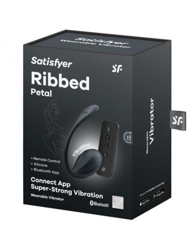 SATISFYER - RIBBED PETAL ESTIMULADOR PUNTO G CONTROL REMOTO NEGRO APP GRATUITA