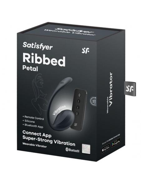 SATISFYER - RIBBED PETAL ESTIMULADOR PUNTO G CONTROL REMOTO NEGRO APP GRATUITA