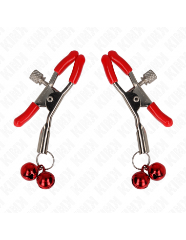 KINK - PINZAS PARA PEZONES ROJAS CON DOBLE CAMPANILLA ROJO 6 CM