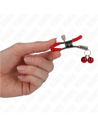 KINK - PINZAS PARA PEZONES ROJAS CON DOBLE CAMPANILLA ROJO 6 CM