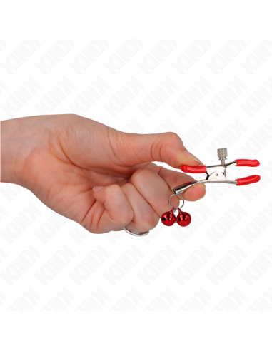 KINK - PINZAS PARA PEZONES ROJAS CON DOBLE CAMPANILLA ROJO 6 CM