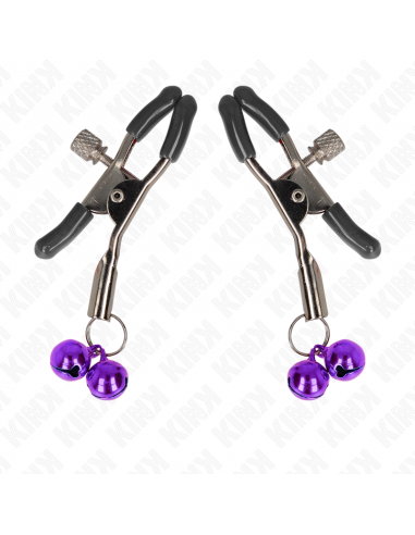 KINK - PINZAS PARA PEZONES CON DOBLE CAMPANILLA VIOLETA 6 CM