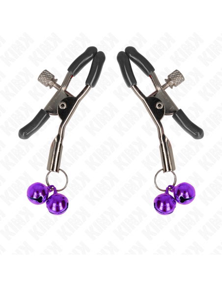 KINK - PINZAS PARA PEZONES CON DOBLE CAMPANILLA VIOLETA 6 CM