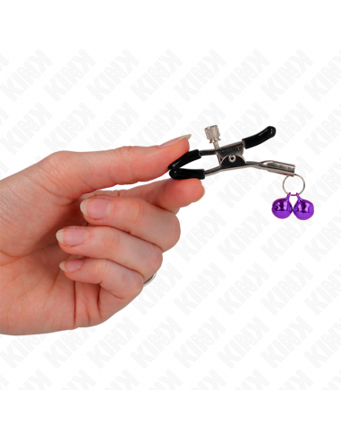 KINK - PINZAS PARA PEZONES CON DOBLE CAMPANILLA VIOLETA 6 CM