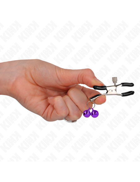 KINK - PINZAS PARA PEZONES CON DOBLE CAMPANILLA VIOLETA 6 CM