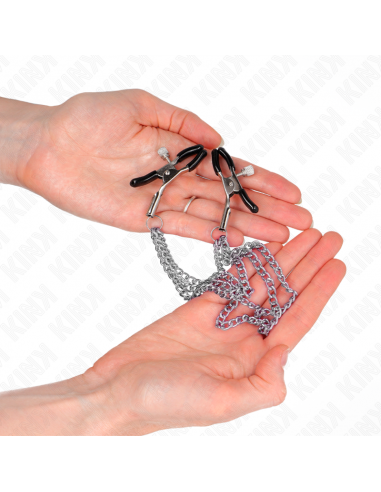 KINK - PINZAS PARA PEZONES CON TRIPLE CADENA PLATEADO 20/23/28 CM