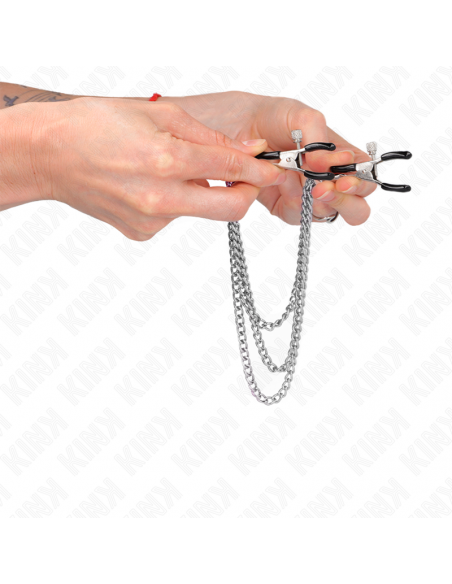 KINK - PINZAS PARA PEZONES CON TRIPLE CADENA PLATEADO 20/23/28 CM