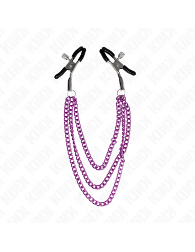 KINK - PINZAS PARA PEZONES CON TRIPLE CADENA VIOLETA 20/23/28 CM