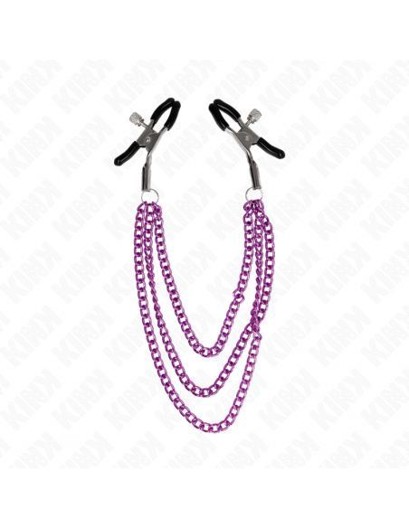 KINK - PINZAS PARA PEZONES CON TRIPLE CADENA VIOLETA 20/23/28 CM