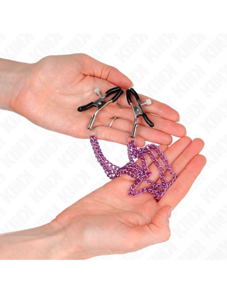 KINK - PINZAS PARA PEZONES CON TRIPLE CADENA VIOLETA 20/23/28 CM