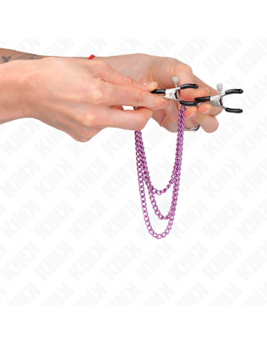 KINK - PINZAS PARA PEZONES CON TRIPLE CADENA VIOLETA 20/23/28 CM