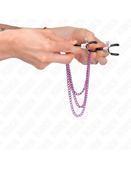 KINK - PINZAS PARA PEZONES CON TRIPLE CADENA VIOLETA 20/23/28 CM