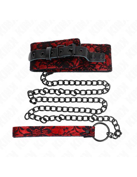 KINK - COLLAR CON CORREA 105 CM DE ENCAJE CON CINTURÃN DE CUERO REAL 44 X 5.5 CM