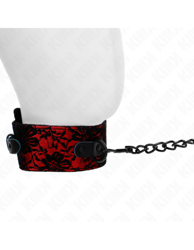 KINK - COLLAR CON CORREA 105 CM DE ENCAJE CON CINTURÃN DE CUERO REAL 44 X 5.5 CM