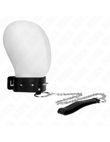 KINK - COLLAR CON CORREA 65 CM CON TACHUELAS PLATEADAS MODELO 2 AJUSTABLE 36-43 CM X 5 CM