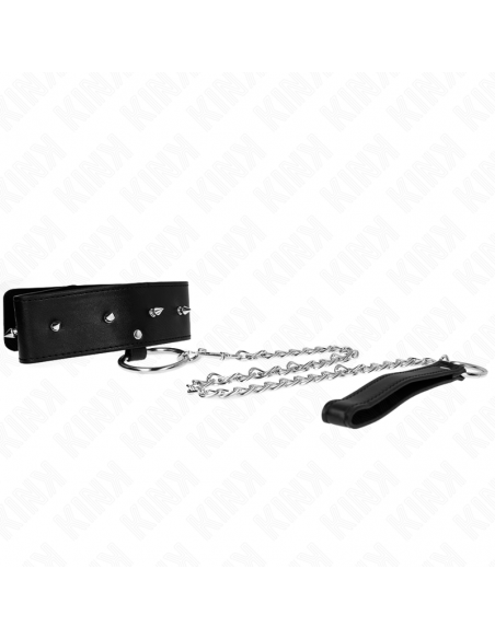 KINK - COLLAR CON CORREA 65 CM CON TACHUELAS PLATEADAS MODELO 2 AJUSTABLE 36-43 CM X 5 CM