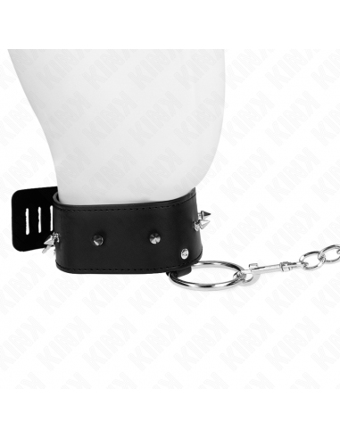 KINK - COLLAR CON CORREA 65 CM CON TACHUELAS PLATEADAS MODELO 2 AJUSTABLE 36-43 CM X 5 CM
