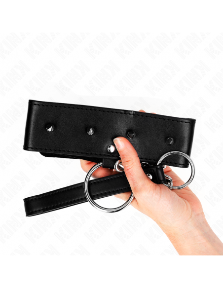 KINK - COLLAR CON CORREA 65 CM CON TACHUELAS PLATEADAS MODELO 2 AJUSTABLE 36-43 CM X 5 CM