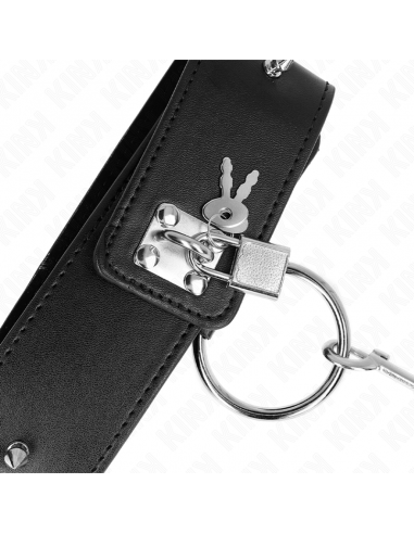 KINK - COLLAR CON CORREA 65 CM CON TACHUELAS PLATEADAS MODELO 2 AJUSTABLE 36-43 CM X 5 CM