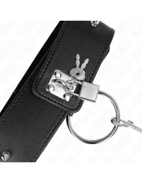 KINK - COLLAR CON CORREA 65 CM CON TACHUELAS PLATEADAS MODELO 2 AJUSTABLE 36-43 CM X 5 CM