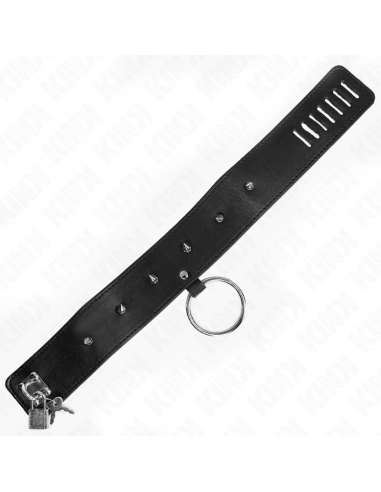 KINK - COLLAR CON CORREA 65 CM CON TACHUELAS PLATEADAS MODELO 2 AJUSTABLE 36-43 CM X 5 CM