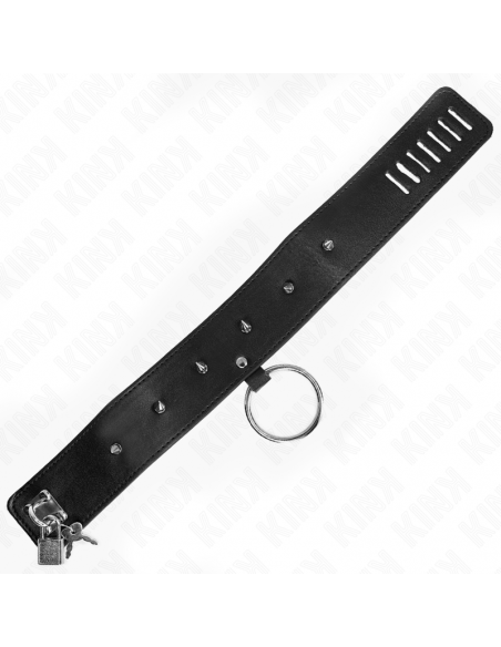 KINK - COLLAR CON CORREA 65 CM CON TACHUELAS PLATEADAS MODELO 2 AJUSTABLE 36-43 CM X 5 CM