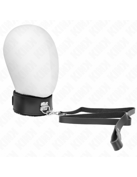 KINK - COLLAR CON CORREA 116 CM DE PIEL NEGRO AJUSTABLE 40-48 CM X 6 CM