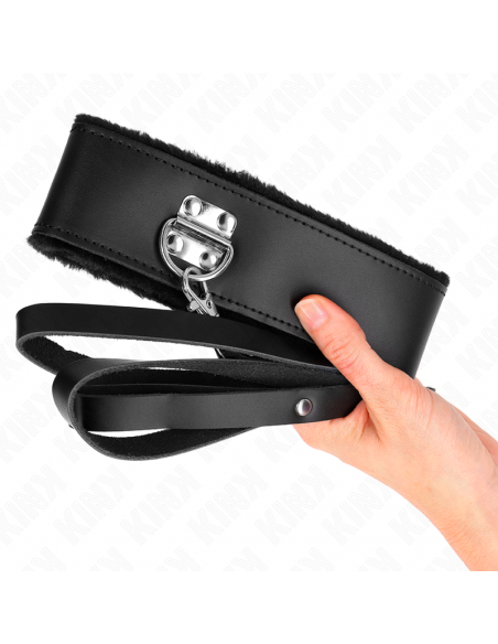 KINK - COLLAR CON CORREA 116 CM DE PIEL NEGRO AJUSTABLE 40-48 CM X 6 CM