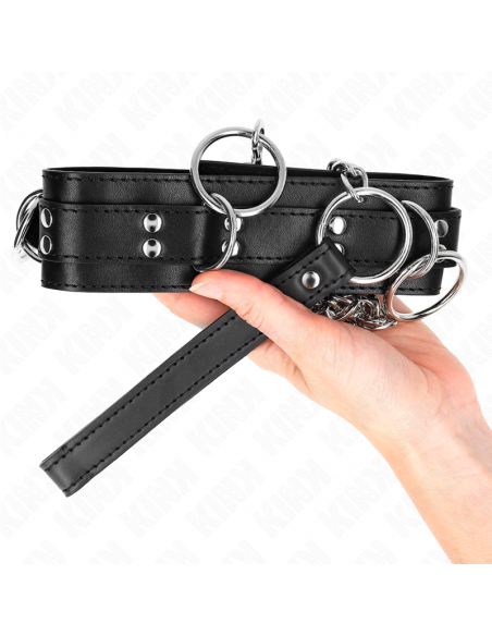 KINK - COLLAR CON CORREA 80 CM ESCLAVITUD 3 ANILLOS 53 X 5 CM