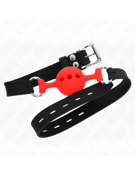 KINK - MORDAZA 55 x 2 CM DE BOLA 4 CM DE SILICONA COMPLETA TALLA S ROJO AJUSTABLE 35-51 CM