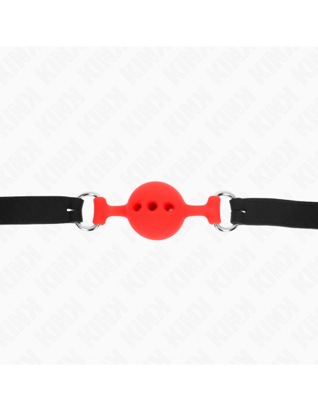 KINK - MORDAZA 55 x 2 CM DE BOLA 4 CM DE SILICONA COMPLETA TALLA S ROJO AJUSTABLE 35-51 CM