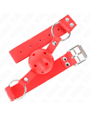 KINK - MORDAZA DE BOLA 4.5 CM DURA HUECA ROJO COMPLETA 62 x 2 CM