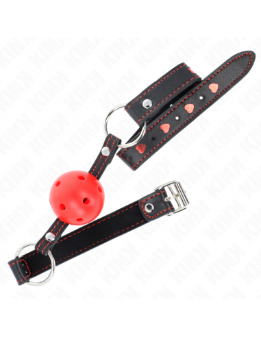 KINK - MORDAZA DE BOLA 4.5 CM ROJA DURA HUECA MODELO 2 65 x 2.5 CM
