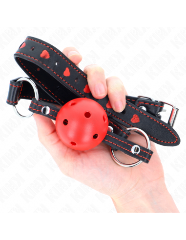 KINK - MORDAZA DE BOLA 4.5 CM ROJA DURA HUECA MODELO 2 65 x 2.5 CM