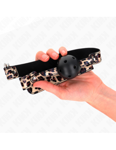 KINK - MORDAZA DE BOLA 4.5 CM TRANSPIRABLE LEOPARDO 65 x 2.5 CM