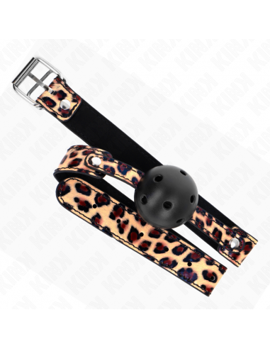 KINK - MORDAZA DE BOLA 4.5 CM TRANSPIRABLE LEOPARDO 65 x 2.5 CM