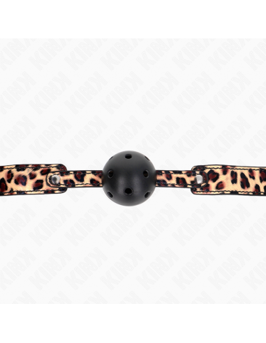 KINK - MORDAZA DE BOLA 4.5 CM TRANSPIRABLE LEOPARDO 65 x 2.5 CM