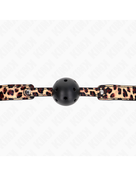 KINK - MORDAZA DE BOLA 4.5 CM TRANSPIRABLE LEOPARDO 65 x 2.5 CM