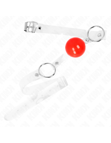KINK - MORDAZA DE BOLA ROJA DE PVC TRANSPARENTE AJUSTABLE