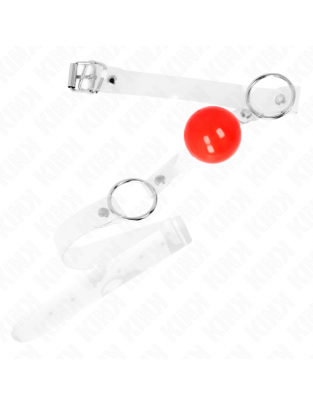 KINK - MORDAZA DE BOLA ROJA DE PVC TRANSPARENTE AJUSTABLE