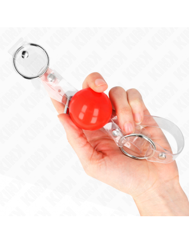 KINK - MORDAZA DE BOLA ROJA DE PVC TRANSPARENTE AJUSTABLE