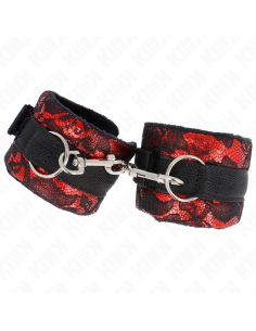 KINK - MUÃEQUERAS CORTAS DE ENCAJE TERCIOPELO Y UNIÃN DE NYLON ROJO/NEGRO 23 X 6.5 CM 2