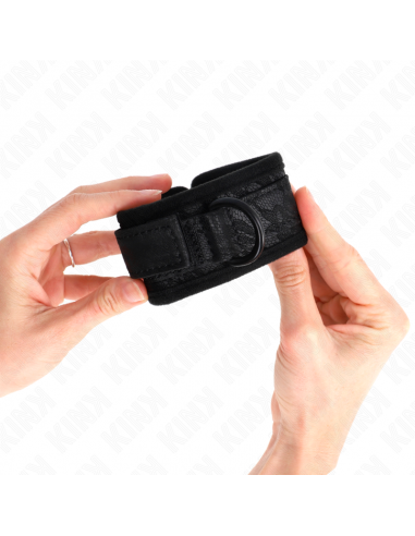 KINK - MUÃEQUERAS DE ENCAJE Y NEOPRENO AJUSTABLE NEGRO 20-29 CM X 5 CM