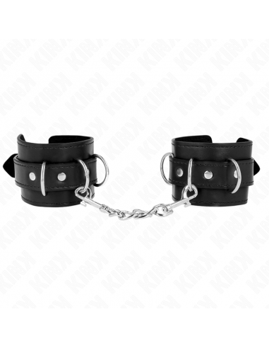 KINK - MUÃEQUERAS CON 3 ANILLAS EN D AJUSTABLE NEGRO 17.5-25 CM X 6 CM