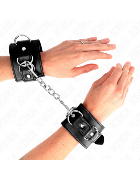 KINK - MUÃEQUERAS CON 3 ANILLAS EN D AJUSTABLE NEGRO 17.5-25 CM X 6 CM
