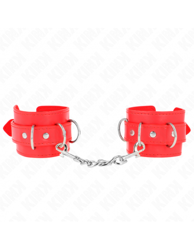 KINK - MUÃEQUERAS CON 3 ANILLAS EN D AJUSTABLE ROJO 17.5-25 CM X 6 CM