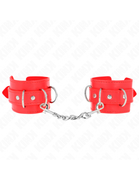 KINK - MUÃEQUERAS CON 3 ANILLAS EN D AJUSTABLE ROJO 17.5-25 CM X 6 CM